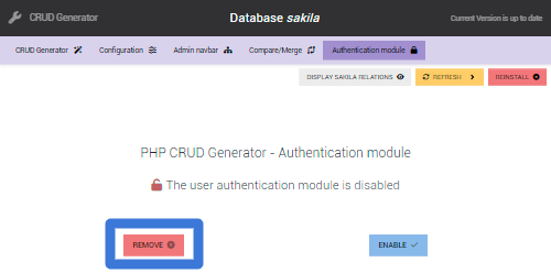 Uninstall the module from the generator